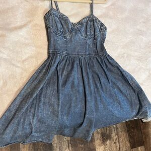 Blue Denim Spaghetti Strap Dress